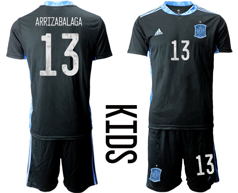 Youth 2021 World Cup National Spain black goalkeeper #13 Soccer Jerseys->spain jersey->Soccer Country Jersey